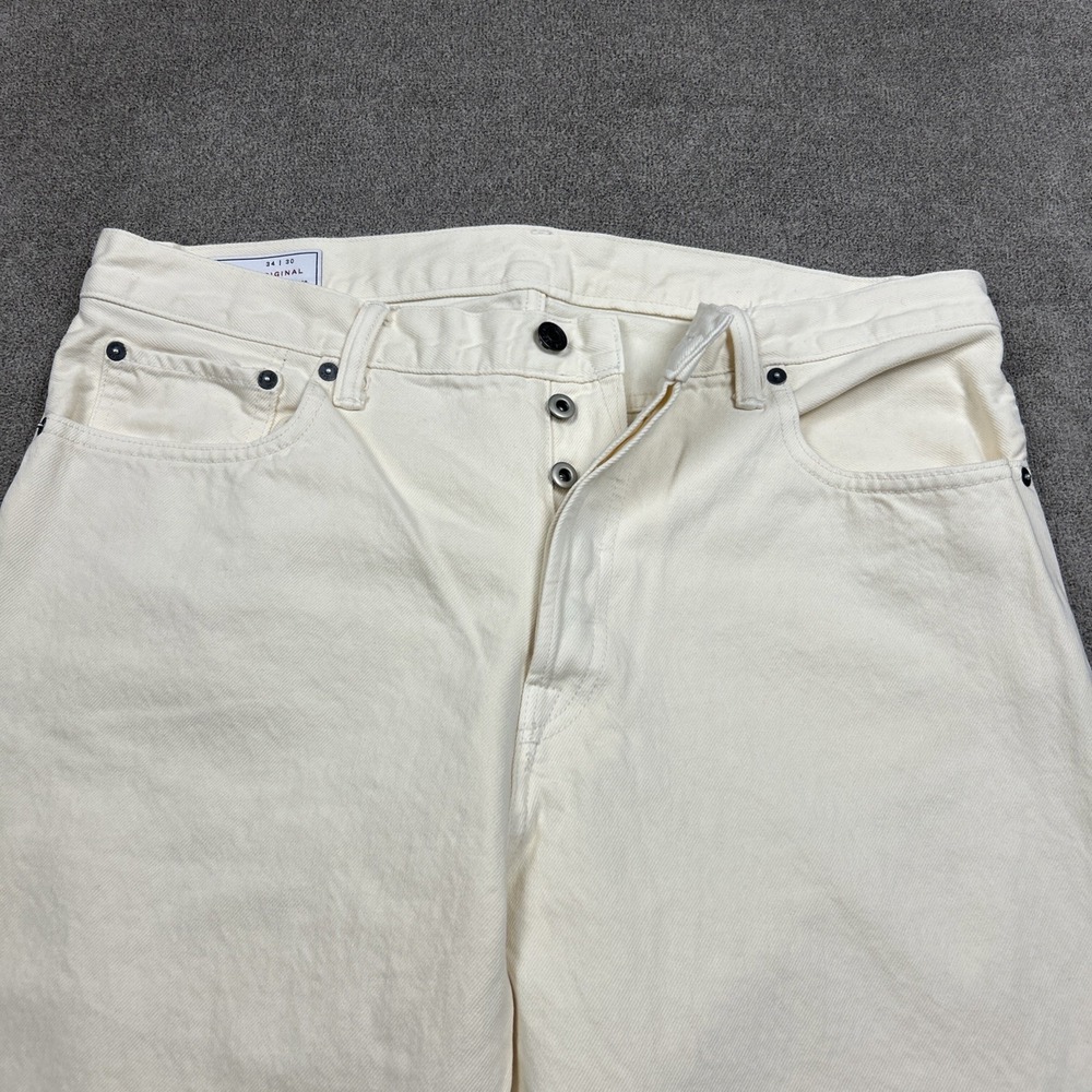 Gap Jeans Mens 34x30 Denim Slim Regular Fit Off White Five Pocket Button Fly